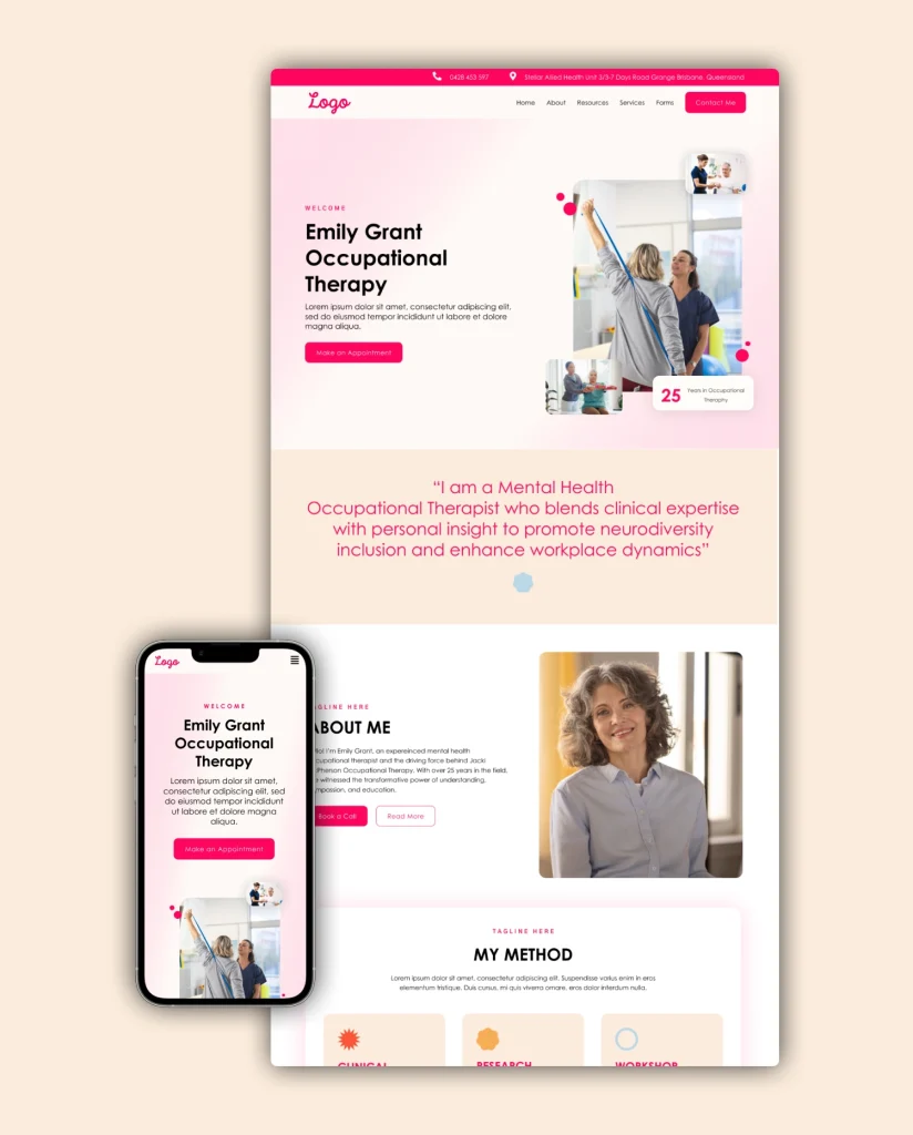 Occupational therapy redesign mockup 1