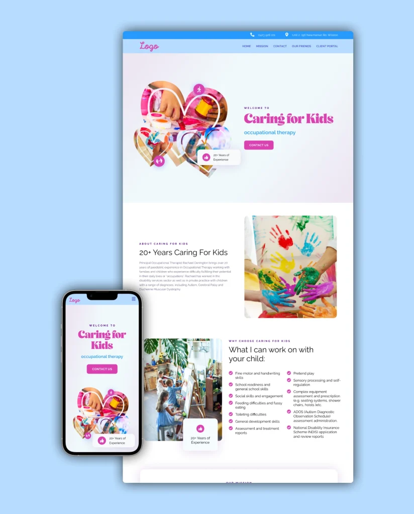 Occupational therapy redesign mockup 3