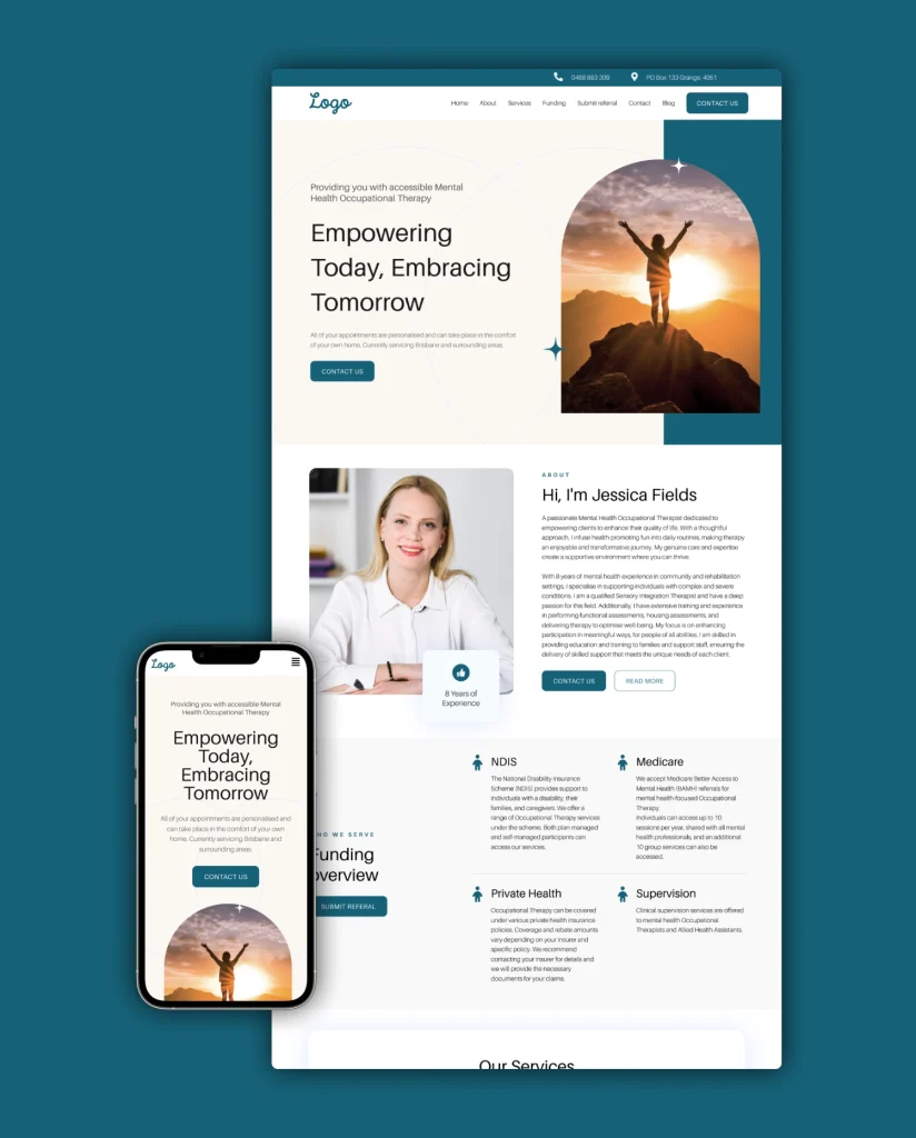 Occupational therapy redesign mockup 4