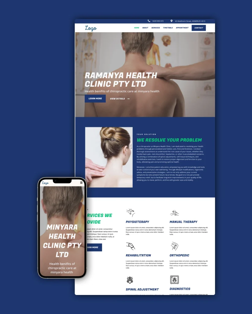 Chiropractic homepage mockup 2