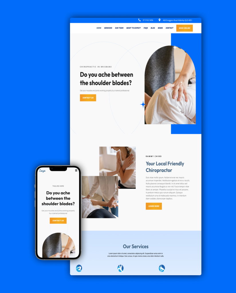 Chiropractic homepage mockup 3