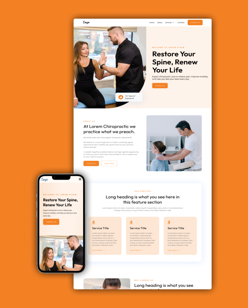 Chiropractic homepage mockup 4