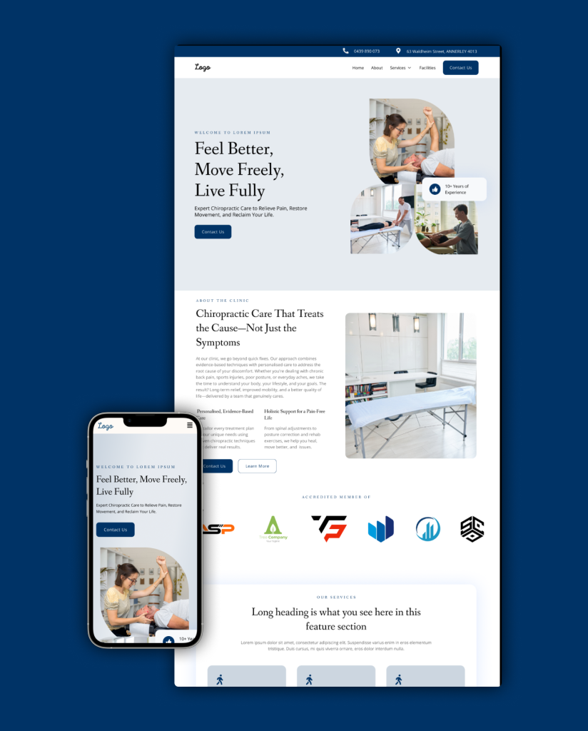 Chiropractic homepage mockup 5