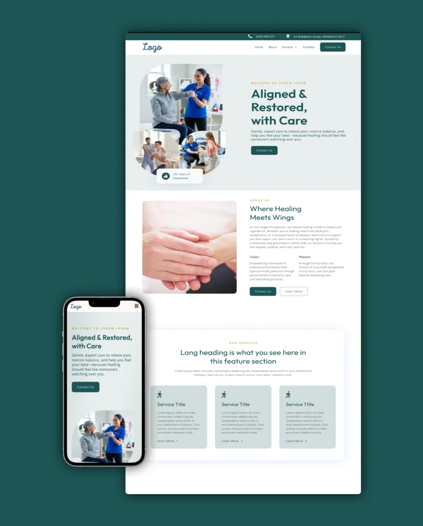 Chiropractic homepage mockup 6