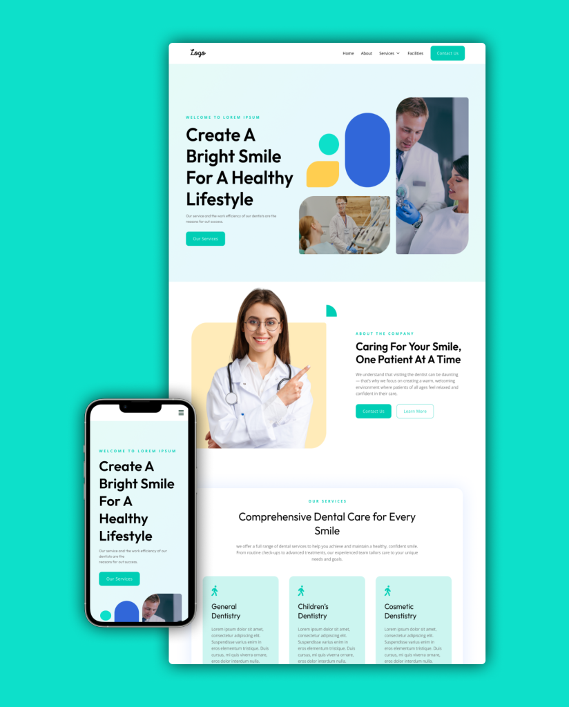 Dental homepage mockup 1