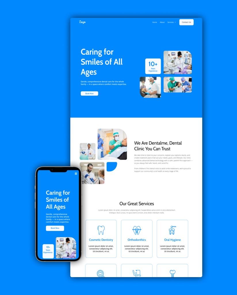 Dental homepage mockup 4