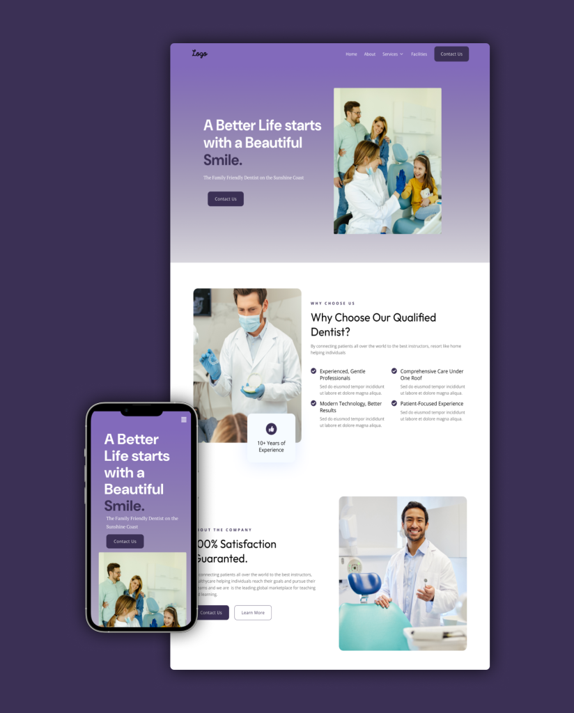 Dental homepage mockup 5