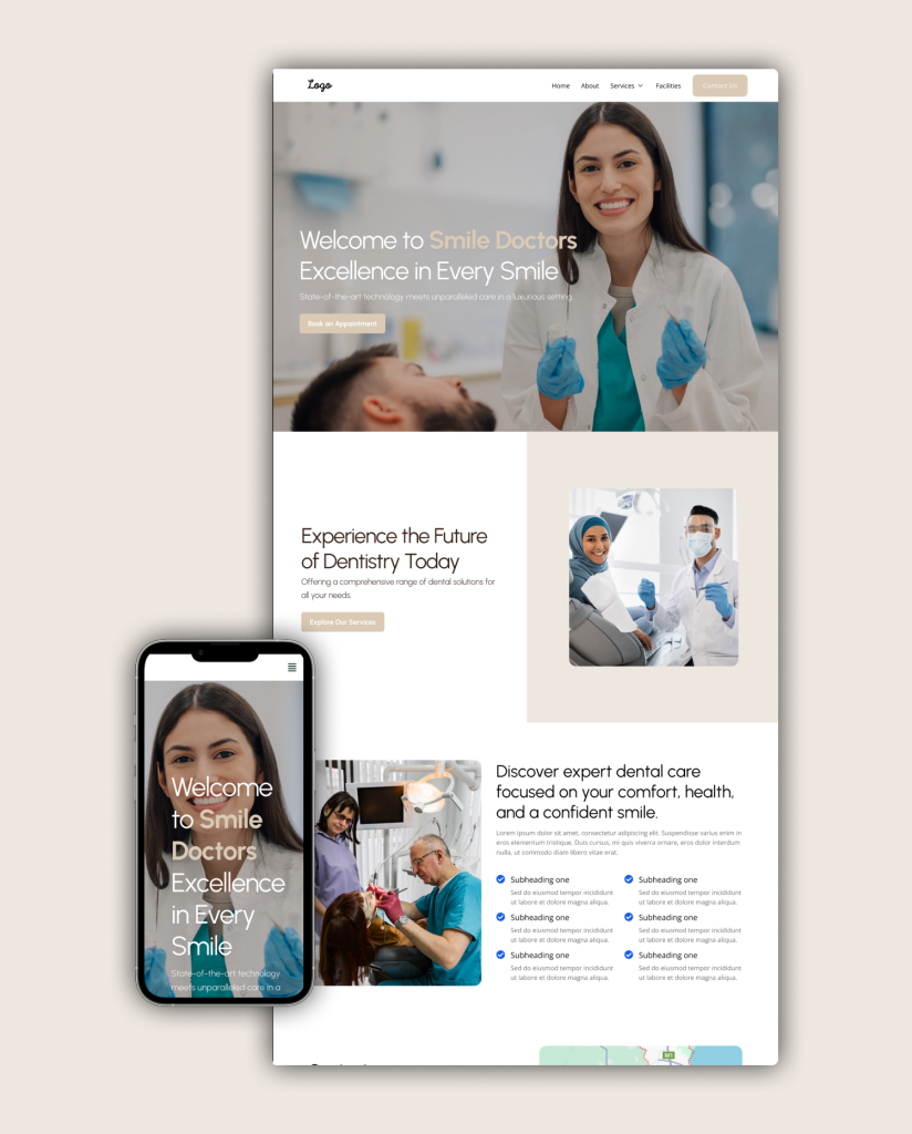Dental homepage mockup 6