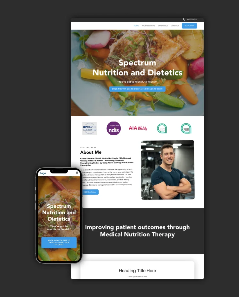 Dietitian homepage mockup 2
