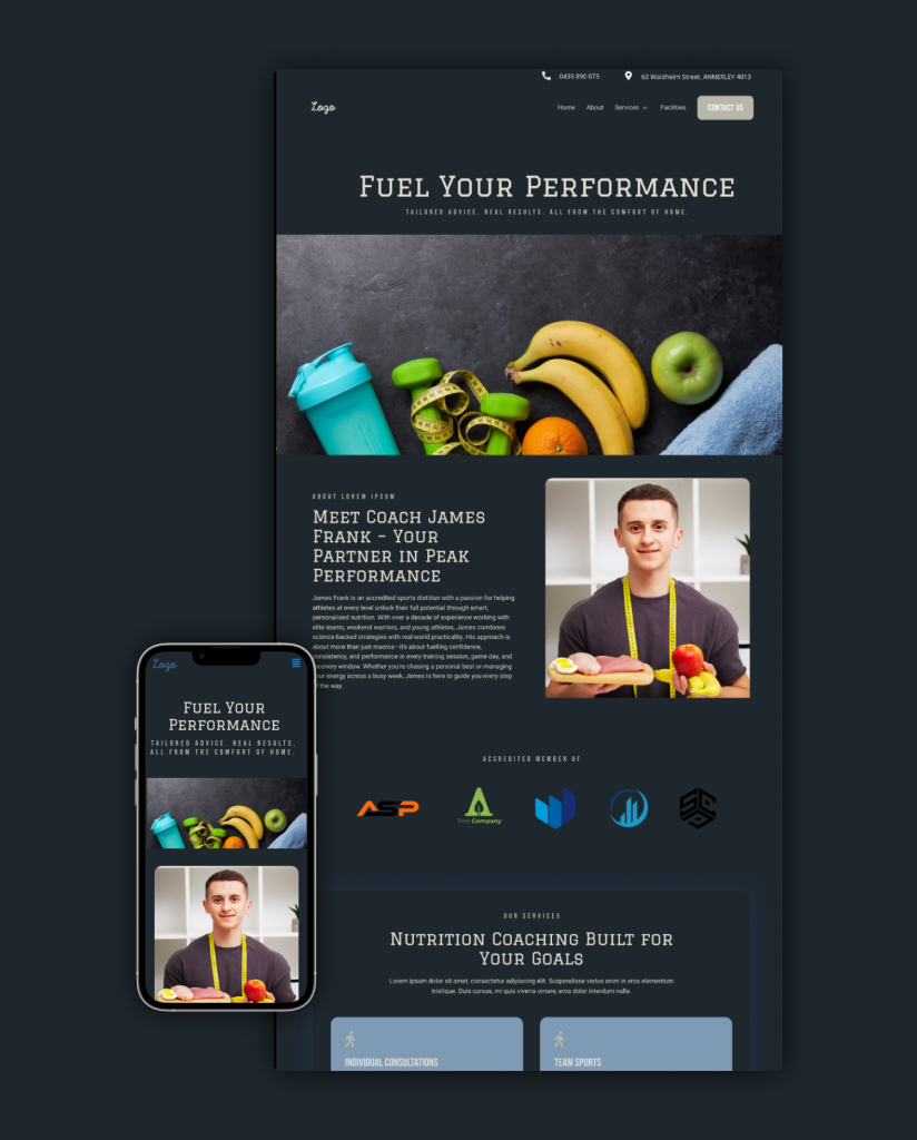 Dietitian homepage mockup 4