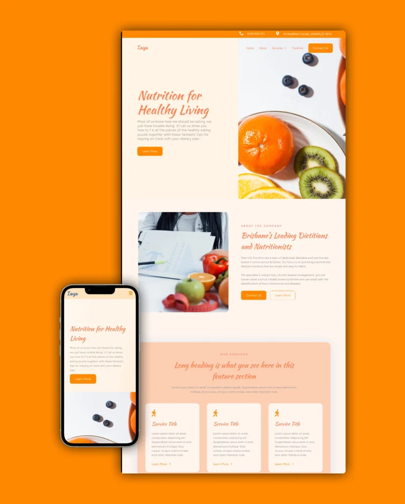 Dietitian homepage mockup 5