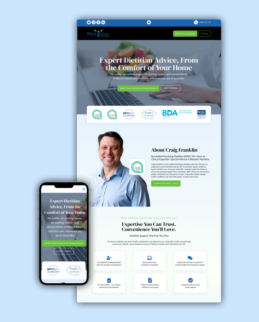 Dietitian homepage mockup 3