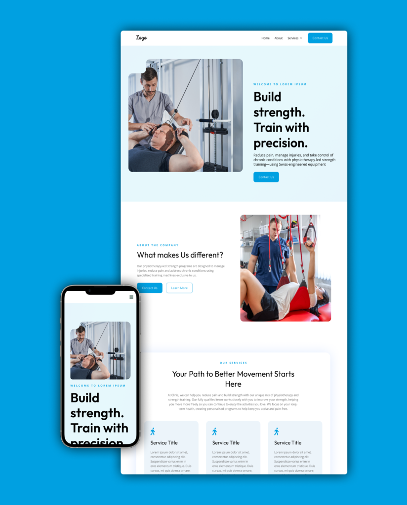 Physiotherapy homepage mockup 6
