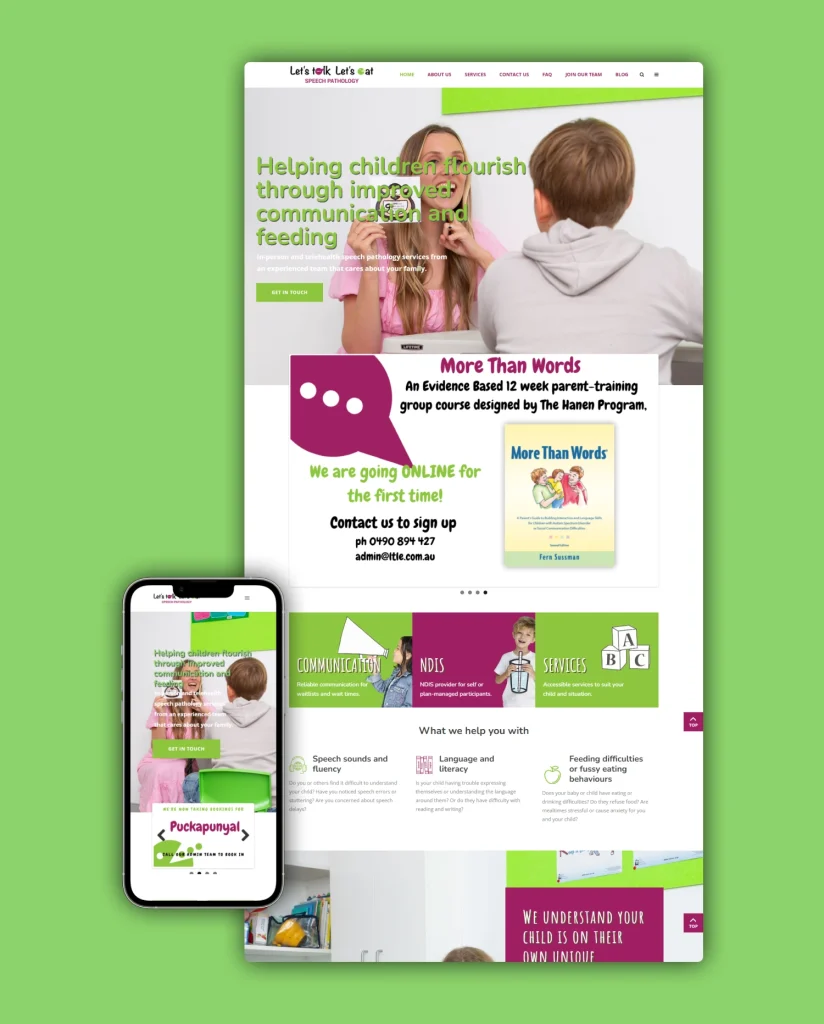 Speech pathology homepage mockup 1